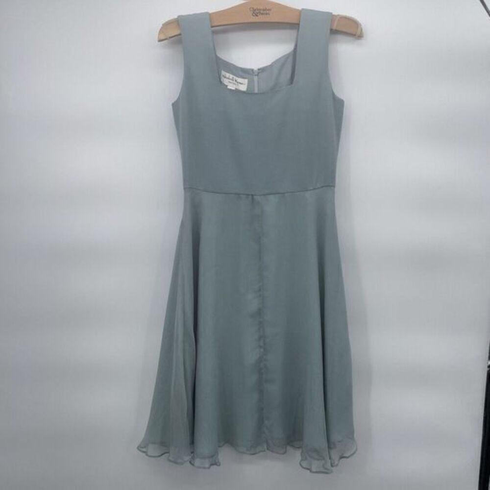 Vintage Elizabeth Wayman New York Square Neck‎ Chiffon Dress Sz 2-14D